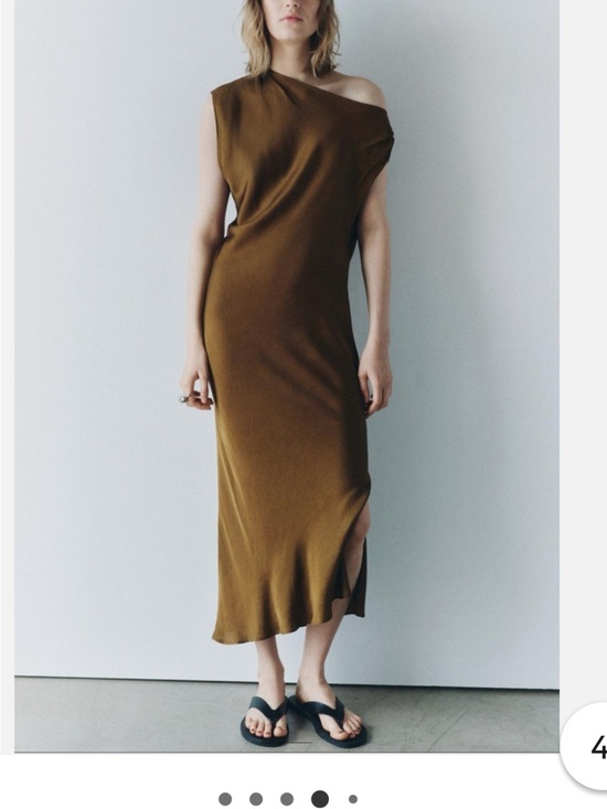 Zara Dresses & Skirts - Zara One-Shoulder Midi Dress in Brown